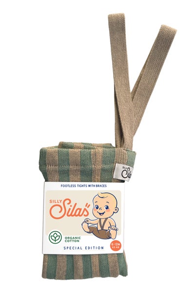 Silly Silas Striped Footless Tights - Matcha/Peanut