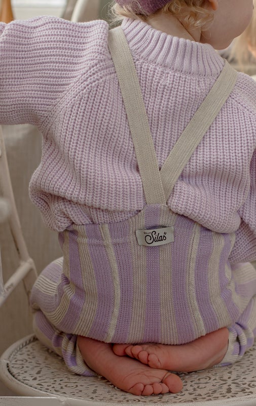 Silly Silas Striped Footless Tights - Lavender/Cream